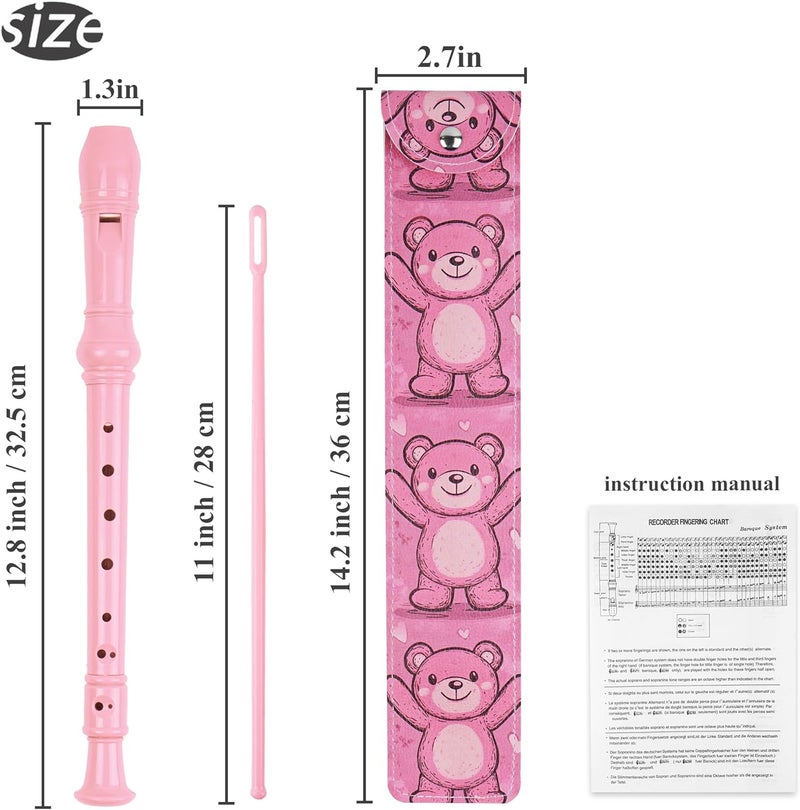 Haecsfl Recorder Instrument for Beginner Adults,8-Hole Soprano Descant Recorder Music Flute with with Cleaning Rod & Leather Case For Home Entertainment(2-Bear) - Image 2